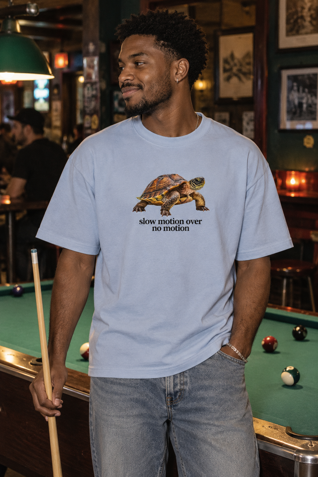 Slow Motion Over No Motion – Unisex Pure Cotton Graphic T-Shirt