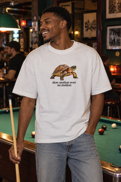 Slow Motion Over No Motion – Unisex Pure Cotton Graphic T-Shirt