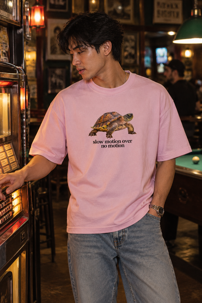 Slow Motion Over No Motion – Unisex Pure Cotton Graphic T-Shirt